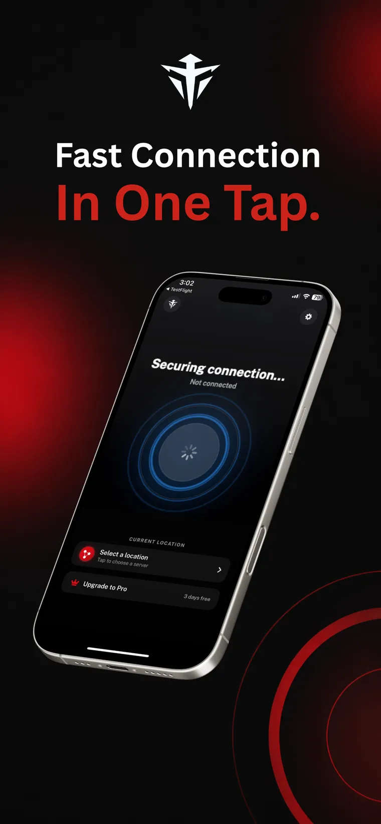 Phantom VPN on iPhone: connecting. Nodes ranked by latency, fastest first.